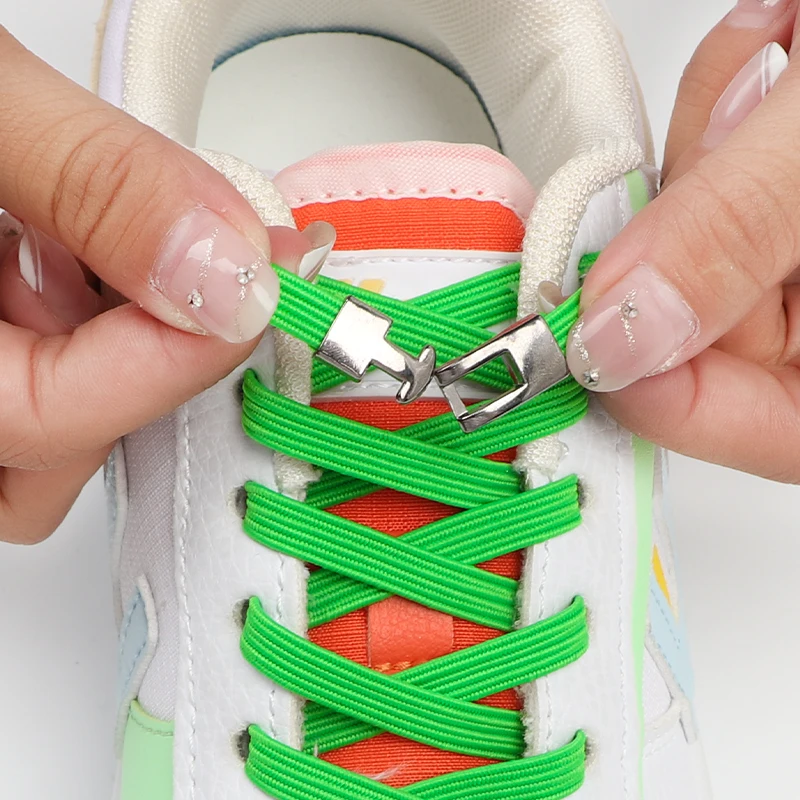 

Elastic Cross buckle Shoelaces without ties Shoelaces Sneakers Flat Fashion letter Cross Metal lock Child Adult On Foot Leisure