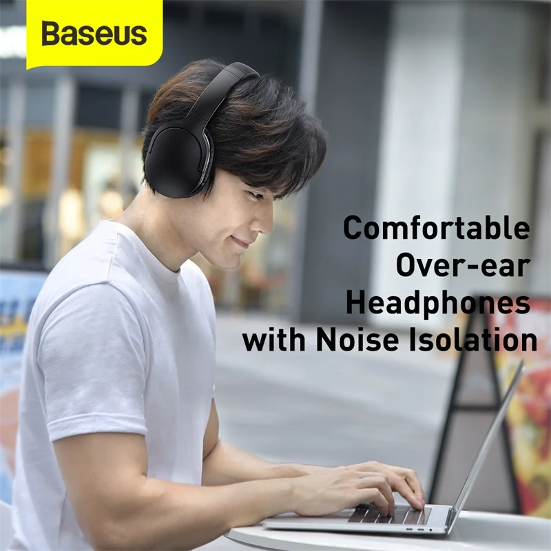Baseus D02 Pro Wireless Bluetooth Headphones HIFI Stereo Earphones Foldable Sport Headset with Audio Cable foriPhone tablet images - 6