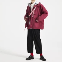 eafinetal 18aw waterproof wine red jackets hooded jacket mid length trench coat detachable inner bladder sale