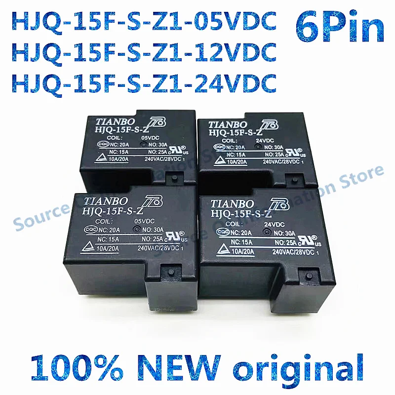 

10PCS HJQ-15F-S-Z1-24VDC/12V/05V One Set Conversion 6Pin 30A240VAC TIANBO Relay