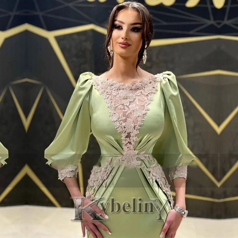 

Kybeliny Light-Green Mermaid Evening Dresses SCOOP Prom Robe De Soiree Graduation Celebrity Vestidos Fiesta Women Formal