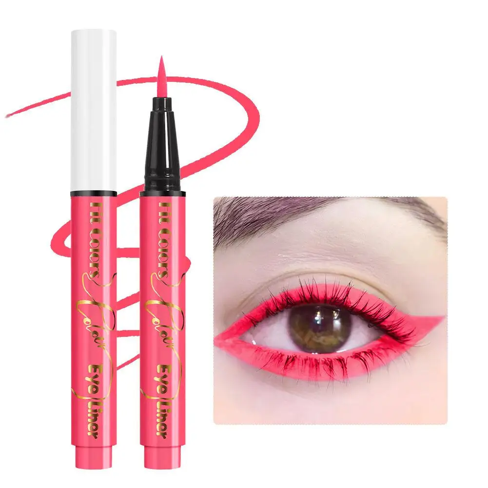 12-цветная жидкая подводка для глаз неонового цвета Хэллоуина черная ручка