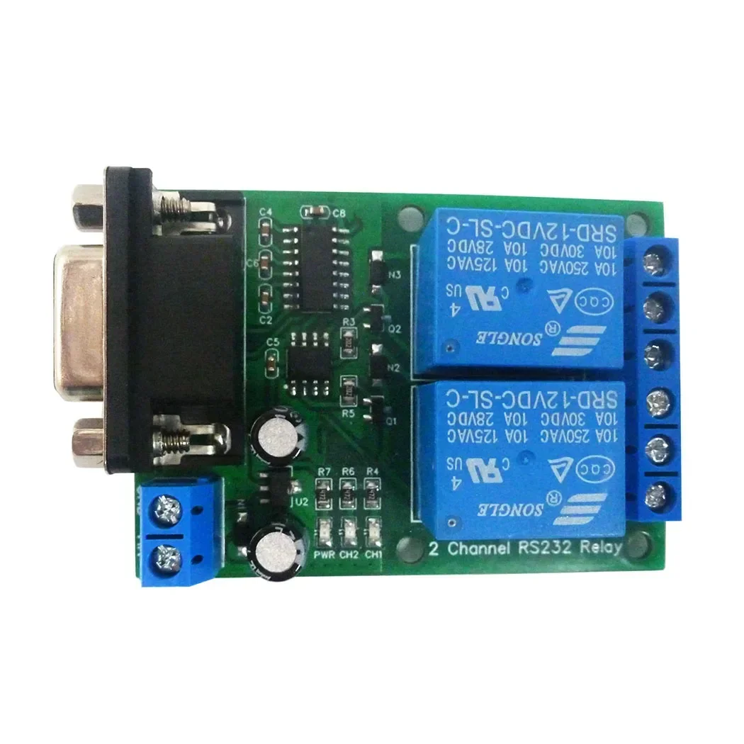 N228D02 DC 12 В 24 2CH DB9 UART Релейный модуль RS232 Плата переключателя последовательного