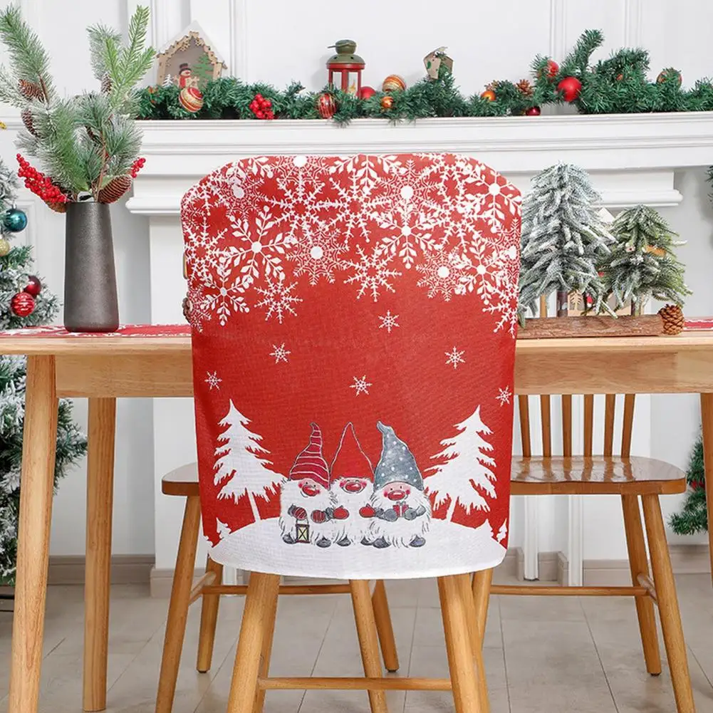 

Chair Cover Festive Chair Back Covers Stretchable Washable Slipcovers for Christmas Dining Room Chairs Home Decor Festival