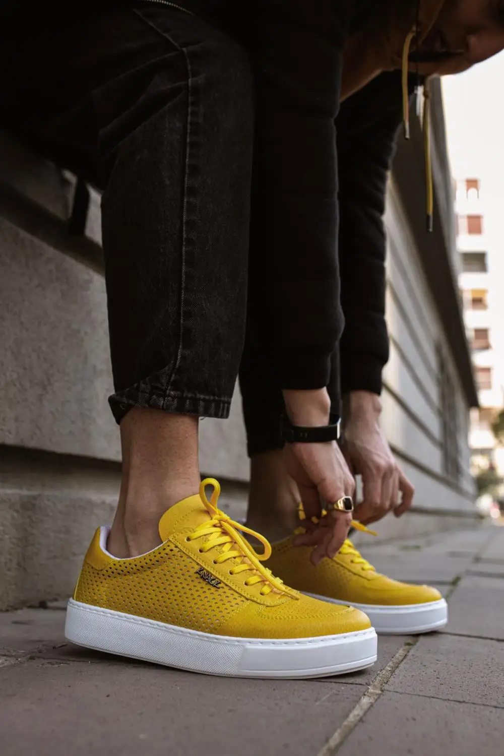 

Knack 011 Мужская обувь ортопедическая подошва на шнуровке стиль весна-осень модная желтая (не кожа) Повседневная широкая форма