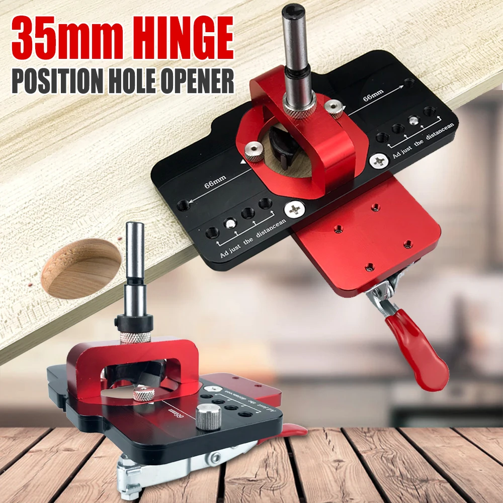 

35mm Hole Opener Template Aluminum Alloy Woodworking Drilling Locator Opener Multipurpose Accurate Positioning for Door Cabinets
