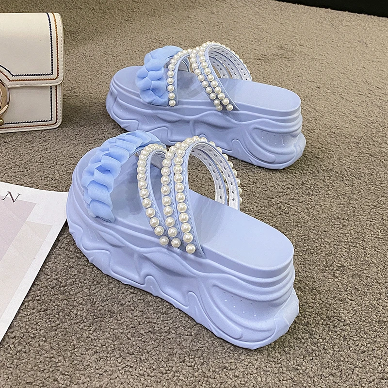 Сандалии женские на платформе 8 см красивые кроссовки массивной танкетке пляжные