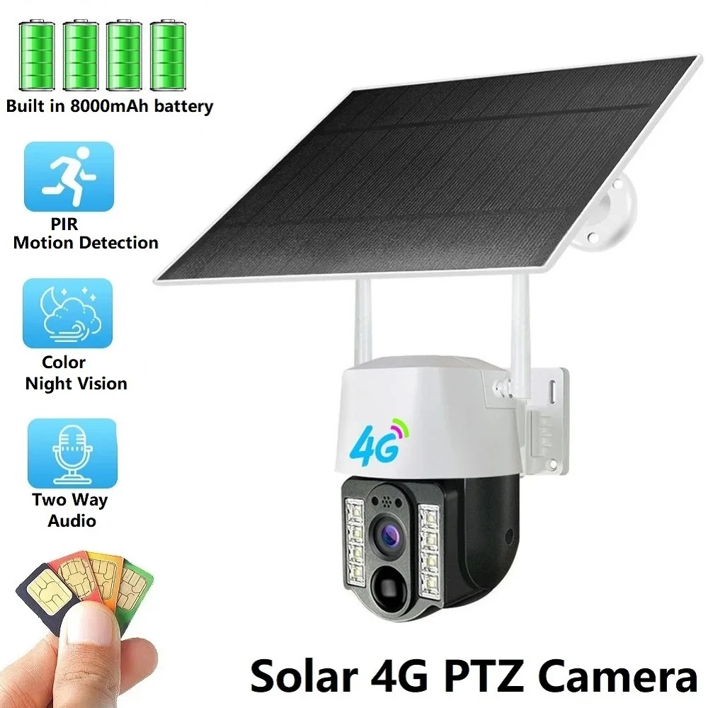 

V380 2MP Outdoor Solar Camera 4G Sim Card ​Solar Powered Security Camer 1080P Auto Tracking Low Power Consumption Camera