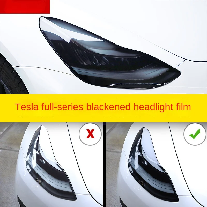 

For Tesla Model 3 Y X S 19-22 Blackened Headlight Taillight Foglight Protective Film Modification Black Color Changing Films