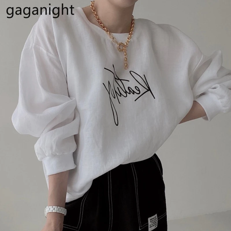 Gaganight женские пуловеры с пышными длинными рукавами на весну осень Свитшот