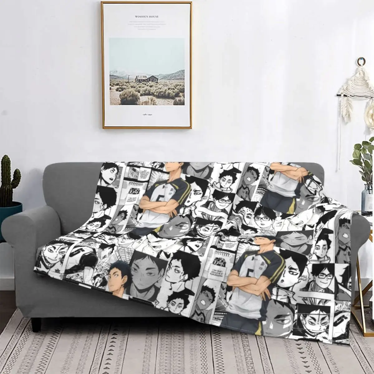 

Одеяло Akaashi Keiji B & W, покрывало Haikyuu с рисунком манги, карасуно, плюшевое флисовое покрывало, постельное белье, пушистое покрывало для путешест...