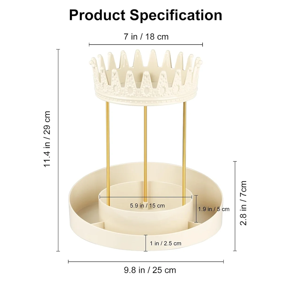 Вращающаяся на 360 ° Витрина-органайзер для ювелирных изделий подвесной