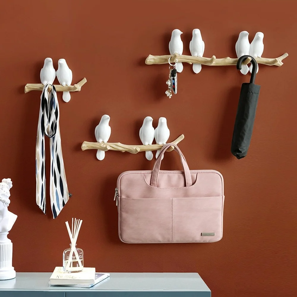 

Nordic bird decoration hook creative porch wall seamless key row hook free punch wall decoration wall hanging coat hook