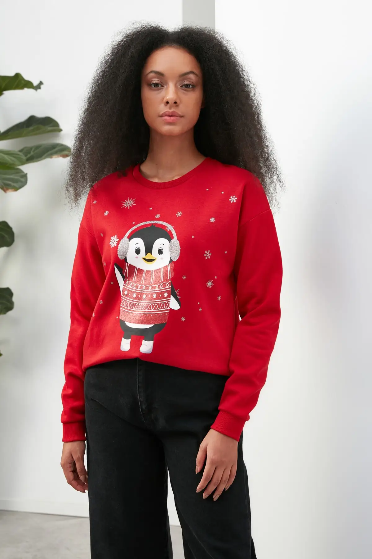 

Trendyol Printed Long Sleeve Thick Knitted Sweatshirt TWOAW22SW2235