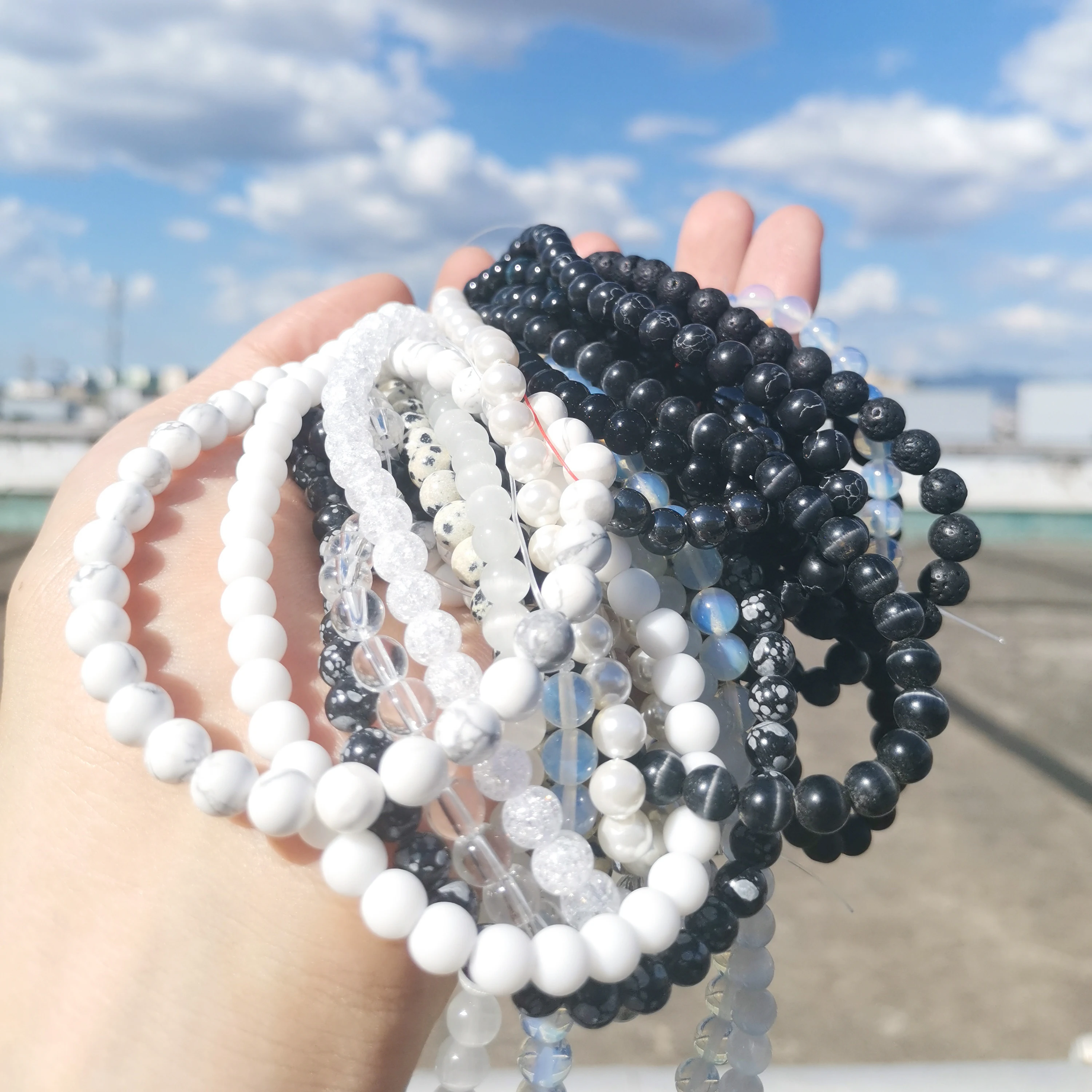 Бесплатная доставка бусины из натурального камня черный белый опал Матовый Агат