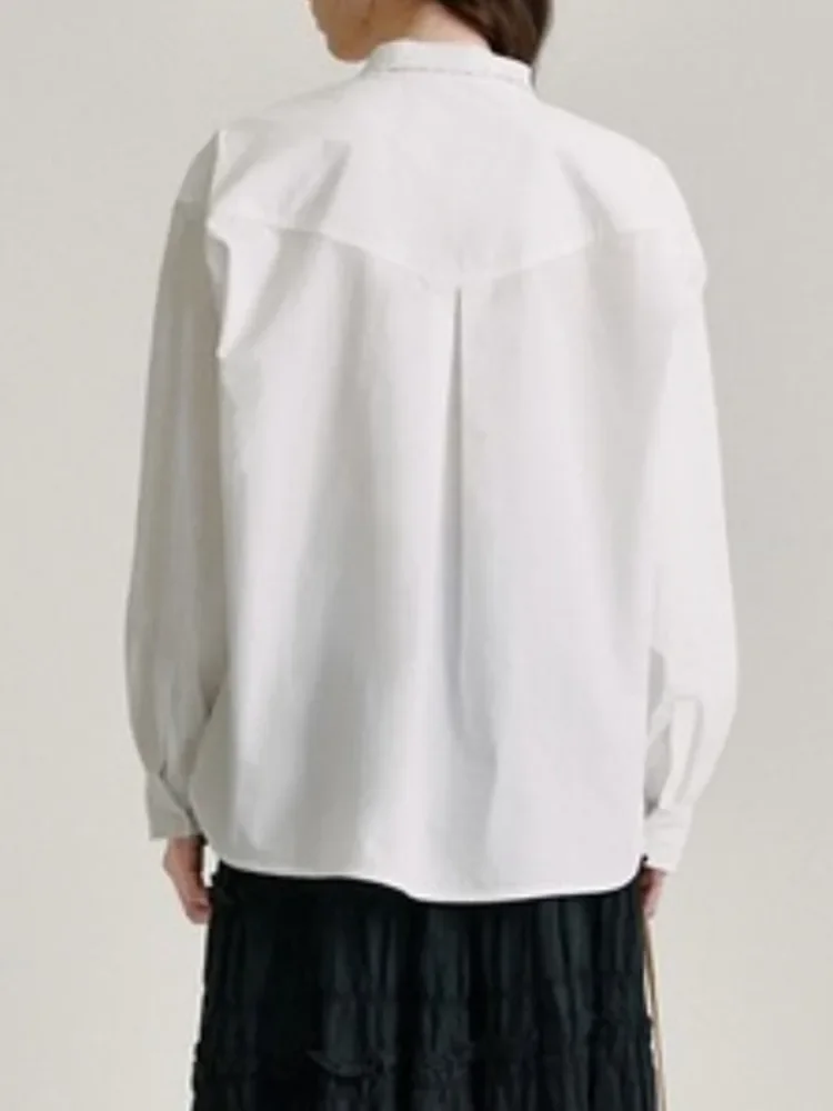 UOOZEE Белые блузки с кружевным воротником для женщин 2024 новинка осени модный