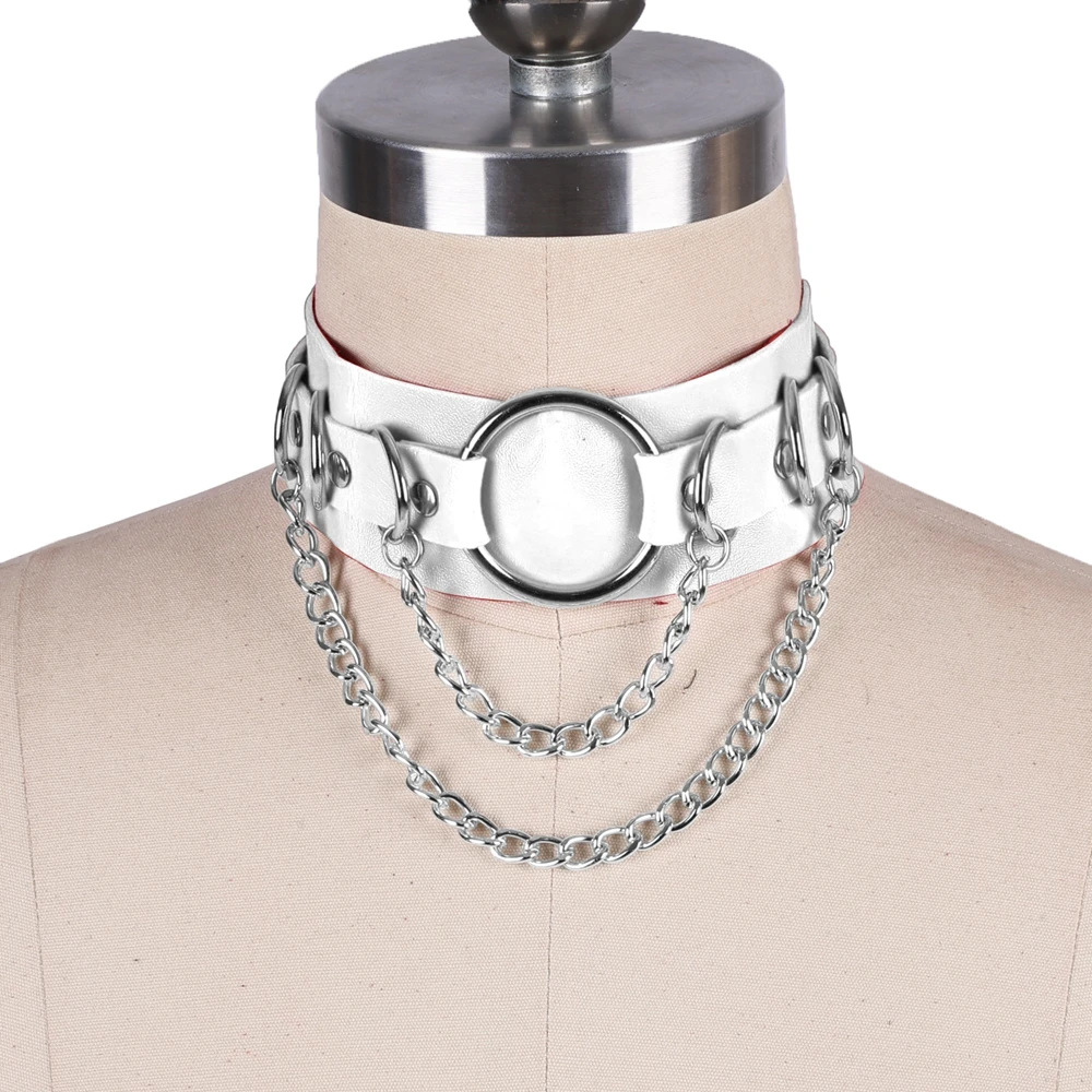 

Ladies Harajuku Style Solid Color Punk Collar Necklace Leather Neck Strap Clavicle Necklace Adjustable Jewelry