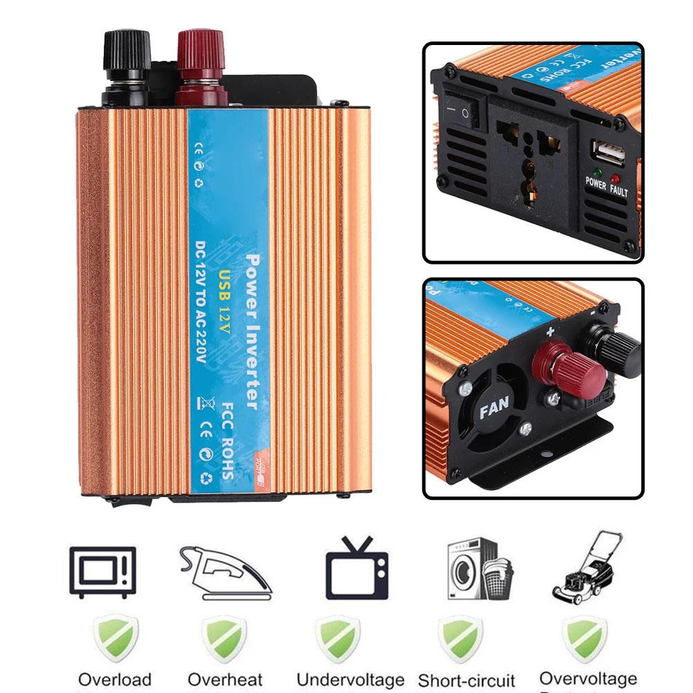 

500W DC 12V/24V to AC 220V Car Inverter Aluminium Alloy Portable Car Power Inverter Converter Charger Converter Adapter