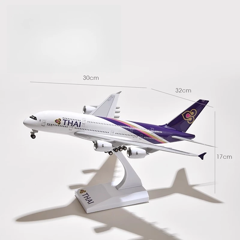 Фото A380 Uae Катар Франция Сингапур масштаб 1:250 Модель Airbus 30 см 380 с подсветкой Abs Версия Модель самолета с шасси №4