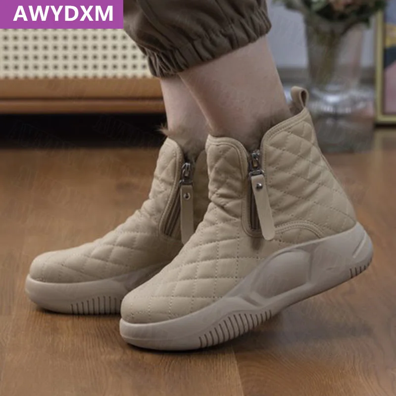 

Winter Ankle Platform Short Plush Warm Snow Boots Flats Casual Sports Shoes 2023 New Thick Designer Goth Women Chelsea Boots