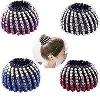 ponytail holder hair accessory expandable rhinestone bird nest hair clip for women girls