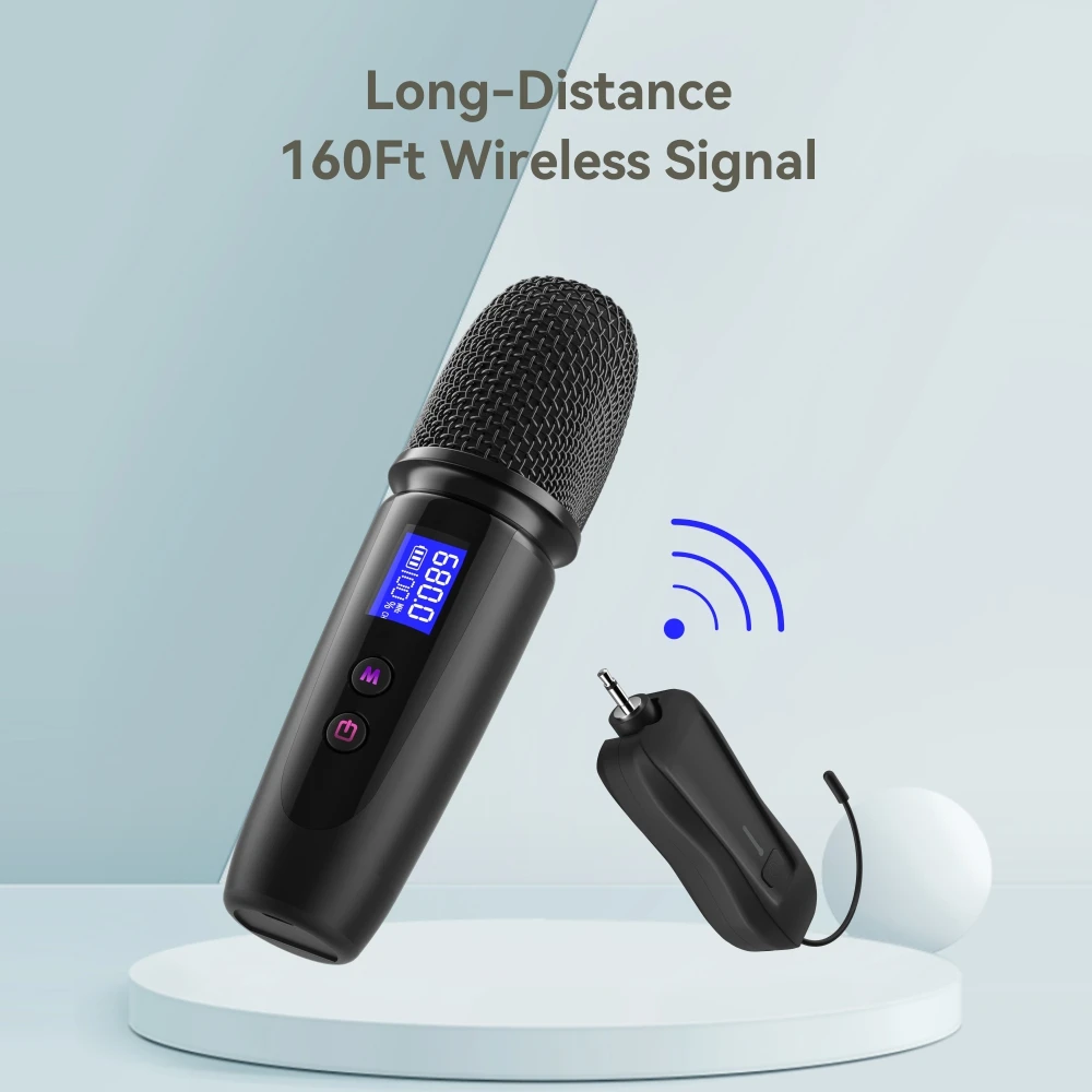 Small Wireless Microphone 6.5’’ Handheld UHF Dynamic Mic System Voice Amplifier for Abramtek Bluetooth Speakers Karaoke Party |