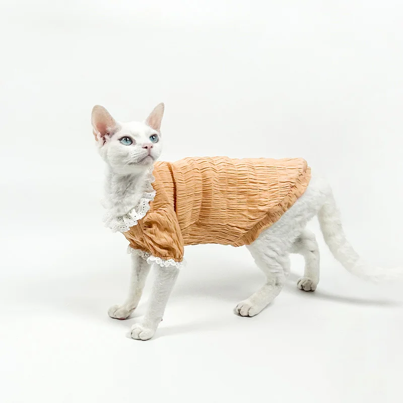 

Hairless Cat Clothes Conis Outfits Sphinx Summer Doll Collar Devon Rex Shirt Breathable Anti-hair Loss Sphynx Cat Costume