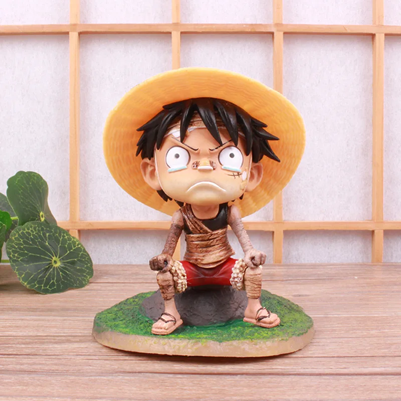 

13cm Anime One Piece Gk Bandage Childhood Luffy Sitting Injured Crying Scene Favorite Pvc Figures Decorative Model Ornaments