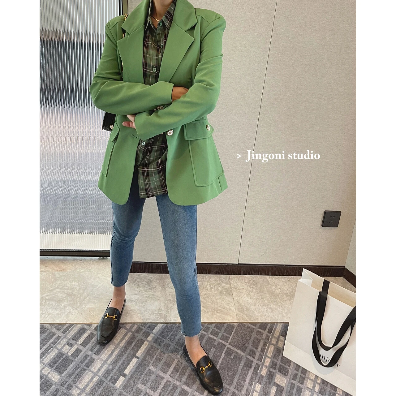 2023 Woman Za Oem Green Blazers Suits Trench Coats Jackets Tailoring Overcoats Fashion New Stylish Clothing Spring Oversized Y2k