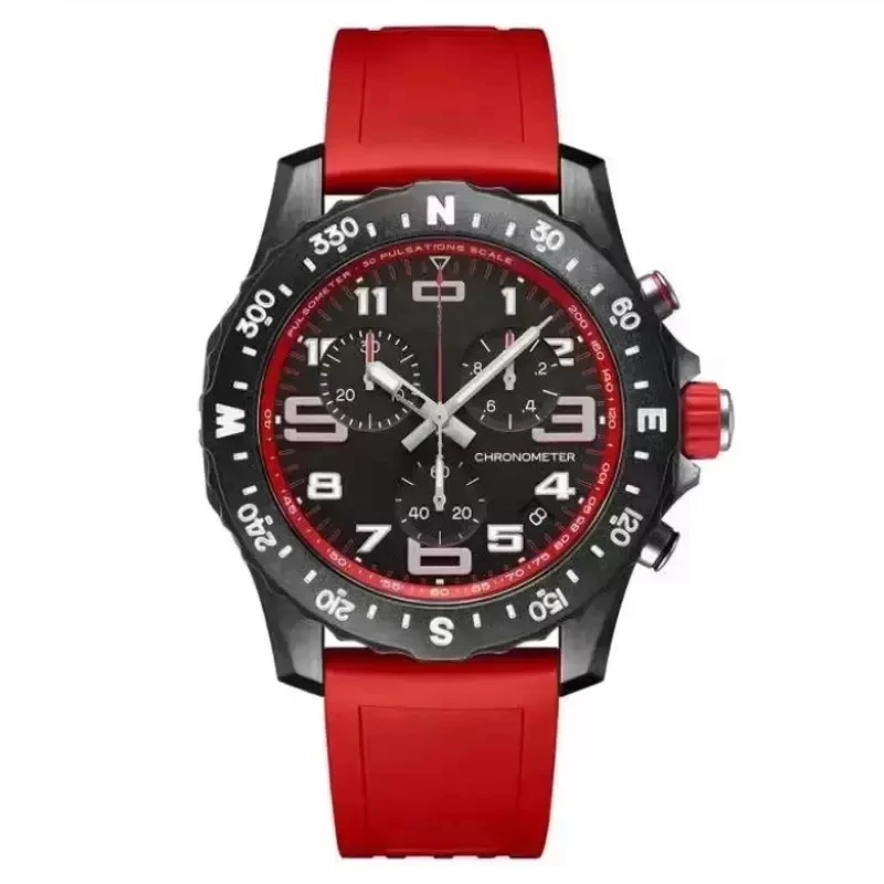 

Luxury Mens Watch Japan Quartz Endurance Pro Chronograph Wristwatch Red Blue Rubber 1884 Men Watches Sapphire Glass