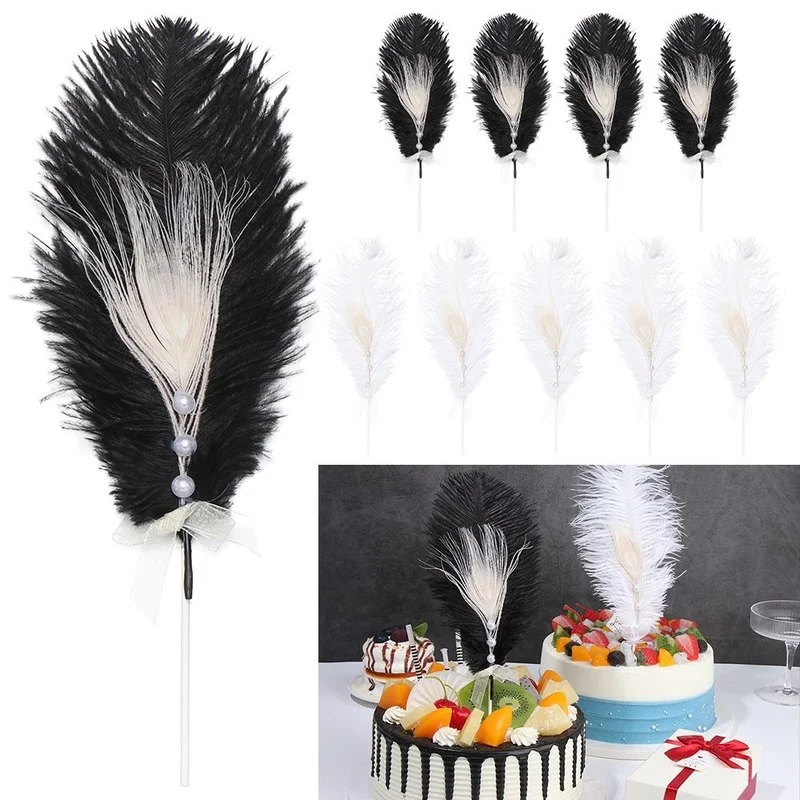 

5 шт., декоративные перья для украшения торта