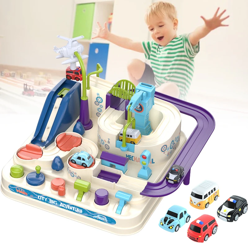 

Rail Car Train Track Toys Car Adventure for Kids Montessori Boys Girls Gift Racing Cars Adventure Brain Table Game Xmas Gift Toy