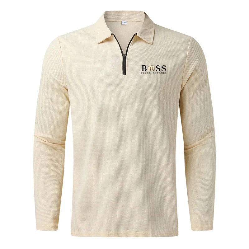 Полуоткрытый кардиган новинка 2024 Мужская Осенняя рубашка-поло с полумолнией и