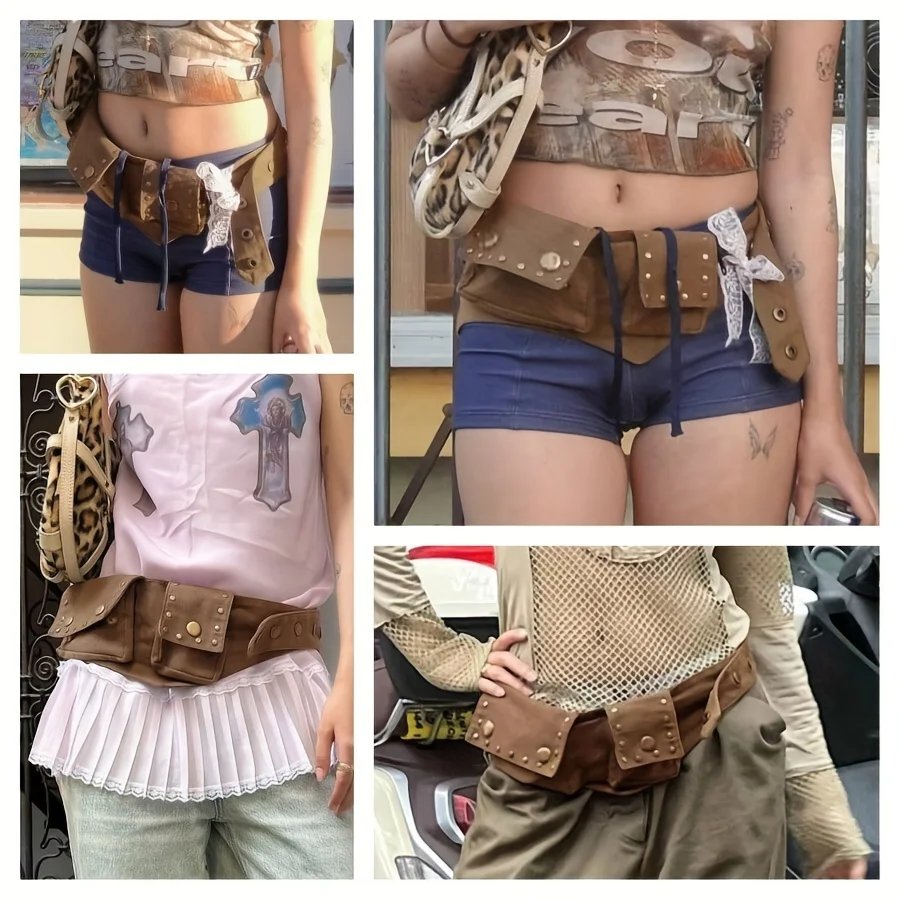 Пояс из хлопчатобумажной ткани цвета хаки пояс для горячих девушек широкий Y2K в