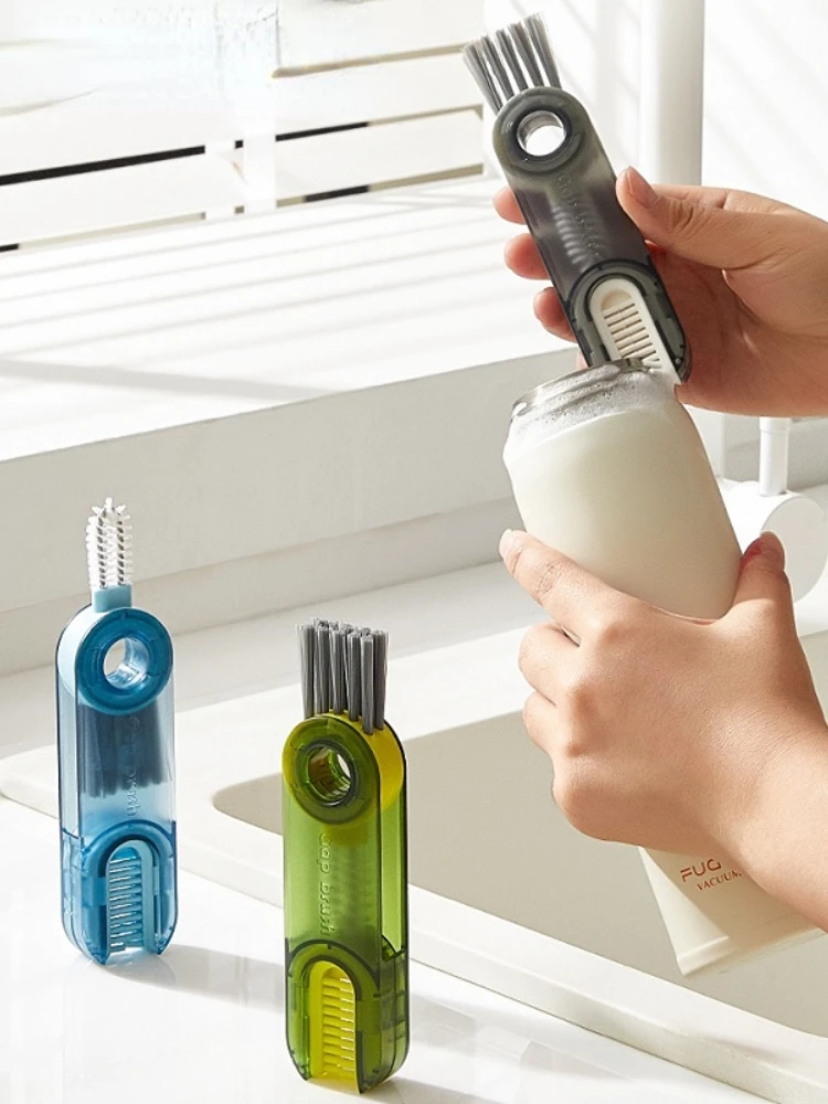 

Three-In-One Cleaning Brush U-Shaped Silicone Cup Mouth Scrub Milk Bottle Nipple Thermos Lid Groove Gap Dirt Removal Tool