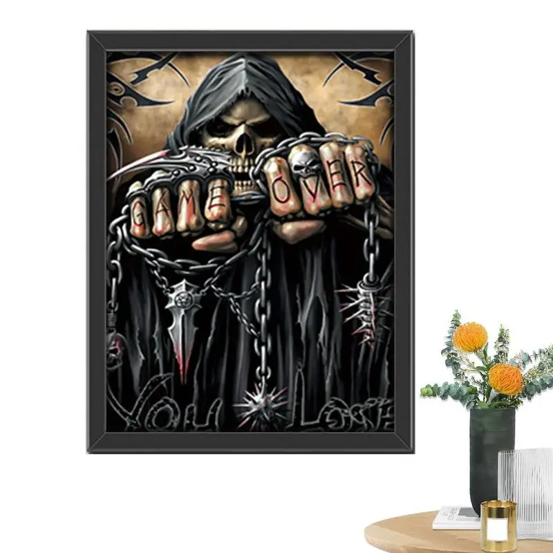 

Skull Wall Decor 3D Skull Stereoscopic Painting Halloween Skull Decor Skull Gothic Artwork Cool HD Hand Painted For Toilet