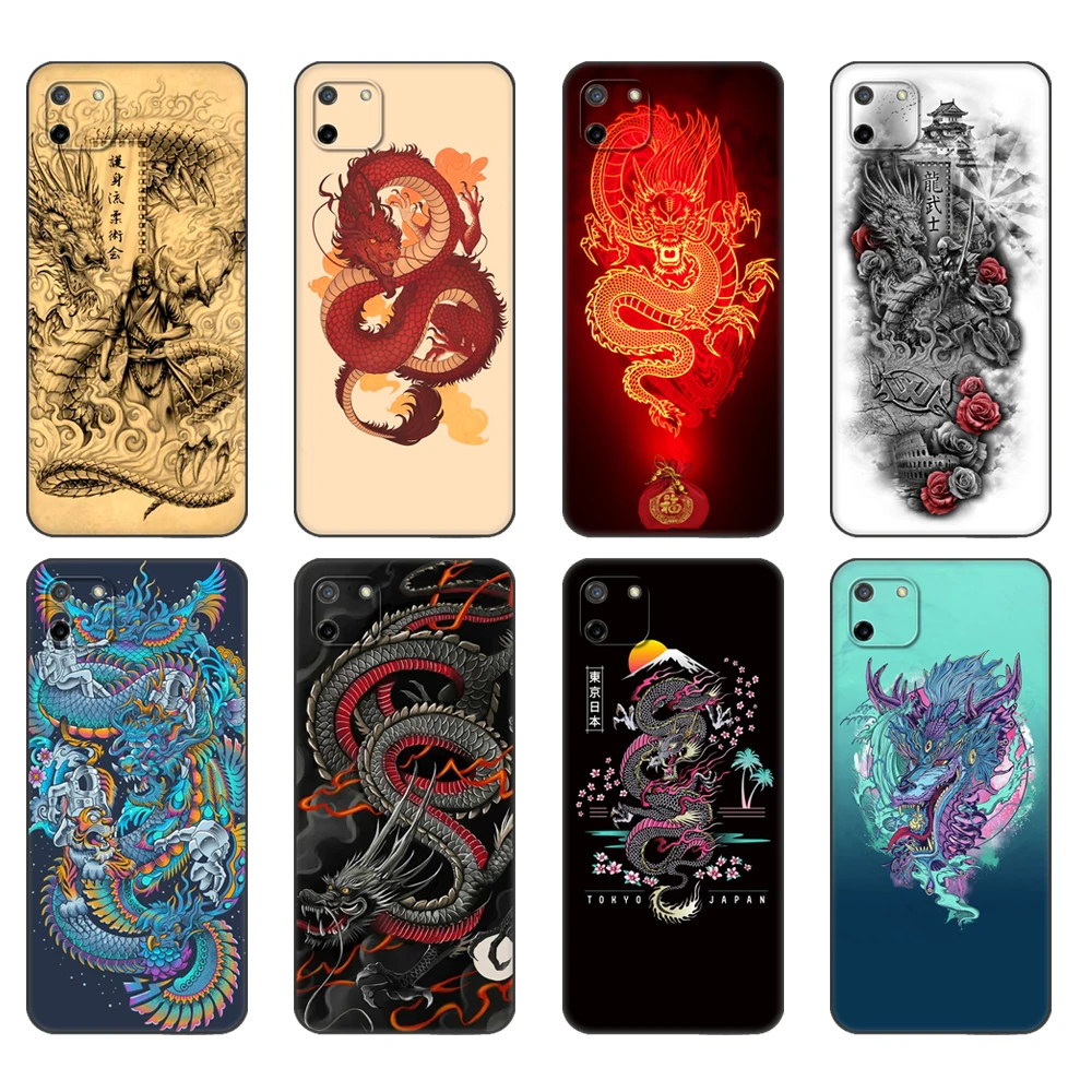 

Фонарь для OPPO Realme C11, чехол для Realme C 11 RealmeC11, задняя крышка RMX2185, бампер с татуировкой дракона в японском стиле