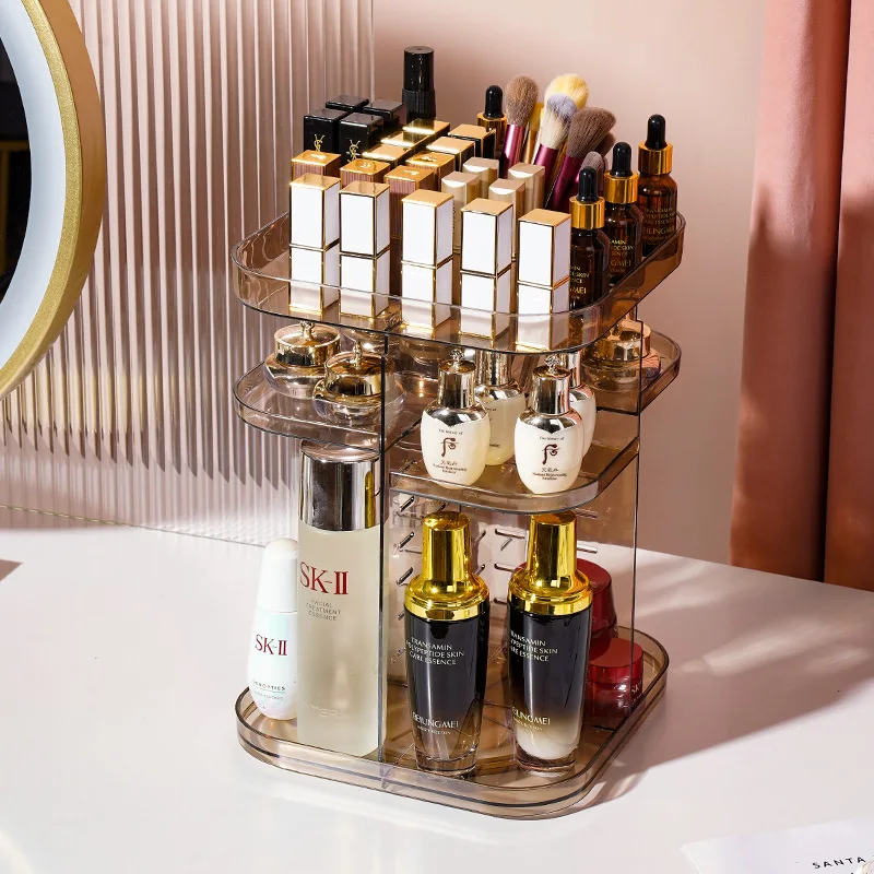 Drehbare Make-Up Veranstalter Kosmetische Lagerung rack Schmuck Container Bilden Fall Halter Tisch Kommode Transparente Kosmetische Box