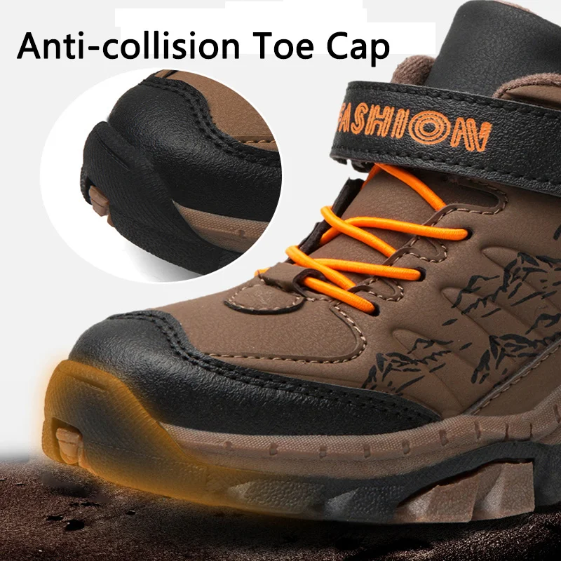 JIE Children's Sneakers Warm Plush Cotton Shoes Fashion Winter Kids Boys Walking Shoes Casual Light Soft Flat Snow Shoes