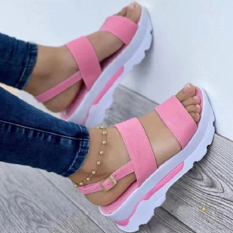 

Women Sandals 2022 New Heels Woman Platform Wedges Shoes Ladies Summer Sandals Buckle Non-slip Beach Sandals Plus Size 36~43
