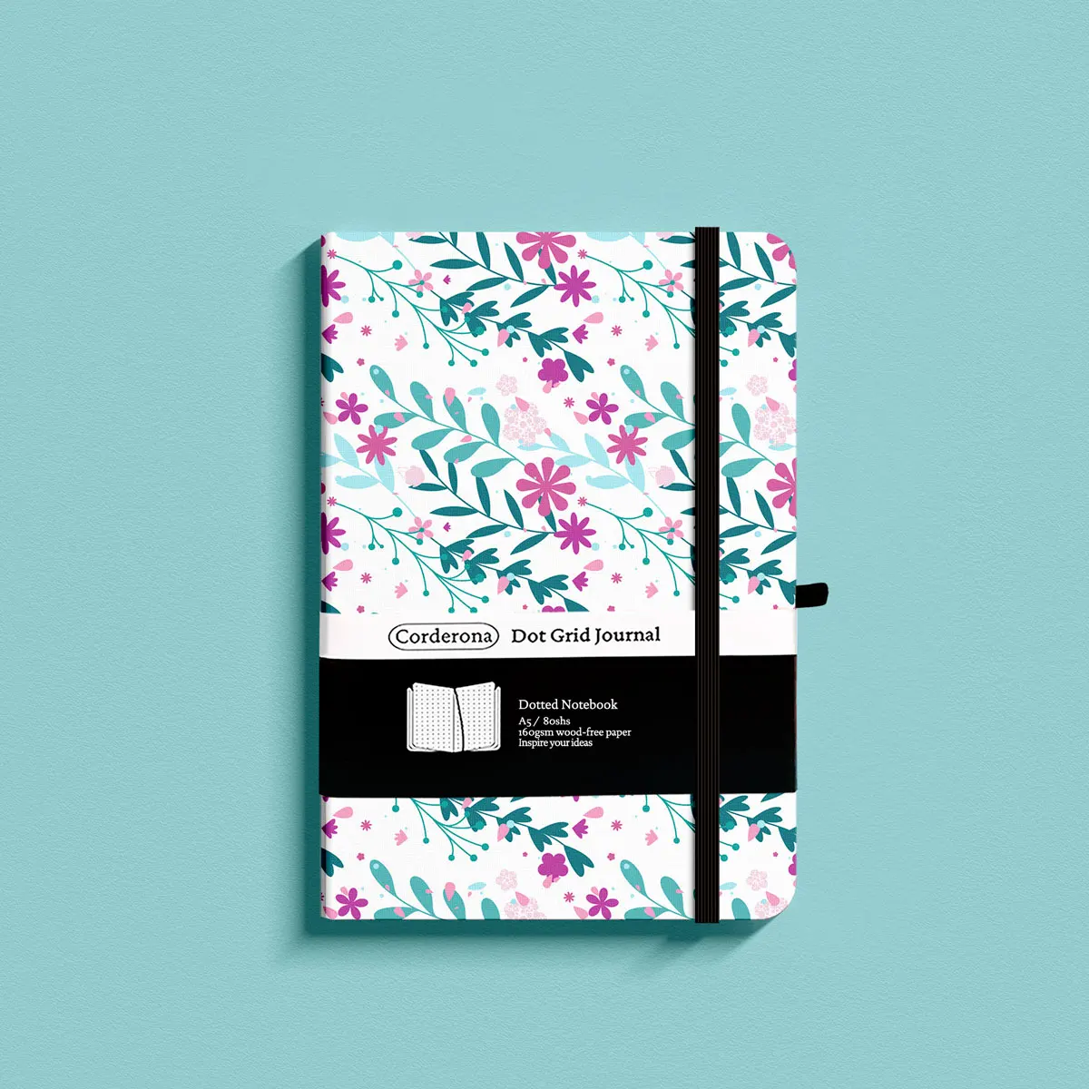 A5 Fantastic Floral Bullet Dotted Journal 160gsm Thick Paper Elastic Band Inner Pocket Hardcover Notebook