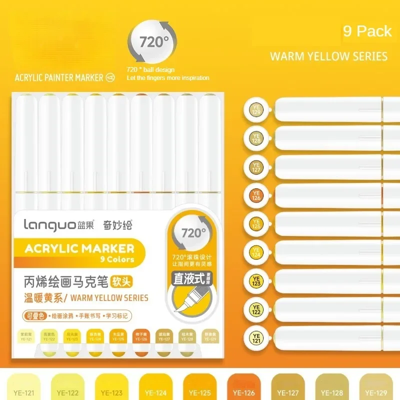 126/9 прямые жидкие акриловые художественные маркеры ручки для рисования кисть