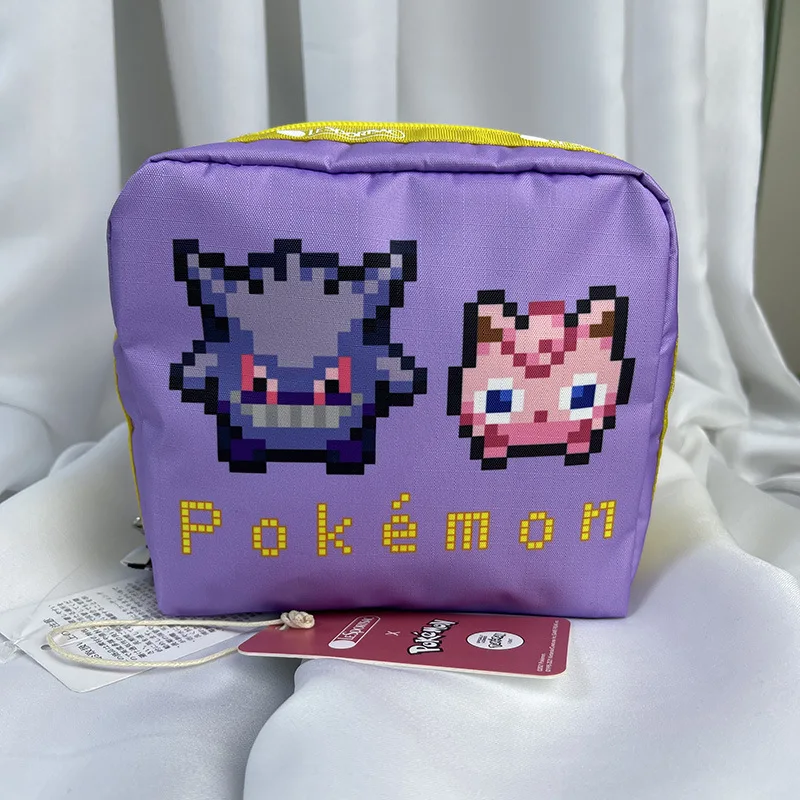 

Kawaii Pokemon Pikachu Lesportsac Cute Childlike Cartoon Printing Travel Change Makeup Storage Hand Holding Small Square Bag