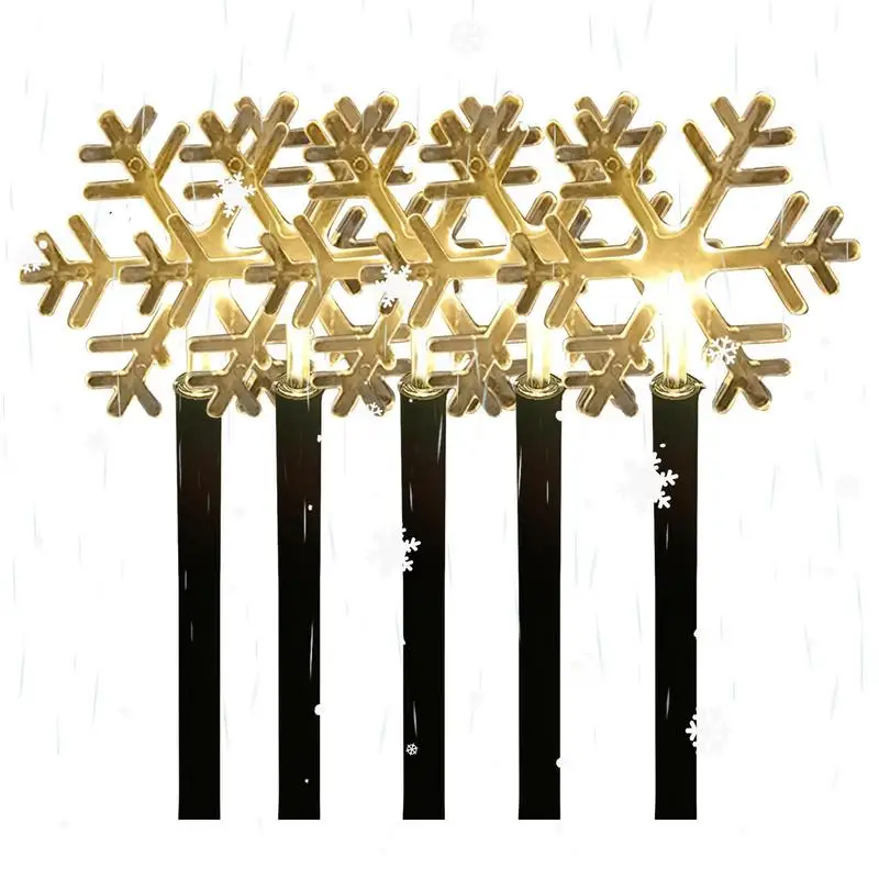 

Christmas Solar Garden Lights 5pcs Christmas Star Snowflake Garden Lights With Stakes LED Landscape Lawn Solar Lights For Patio