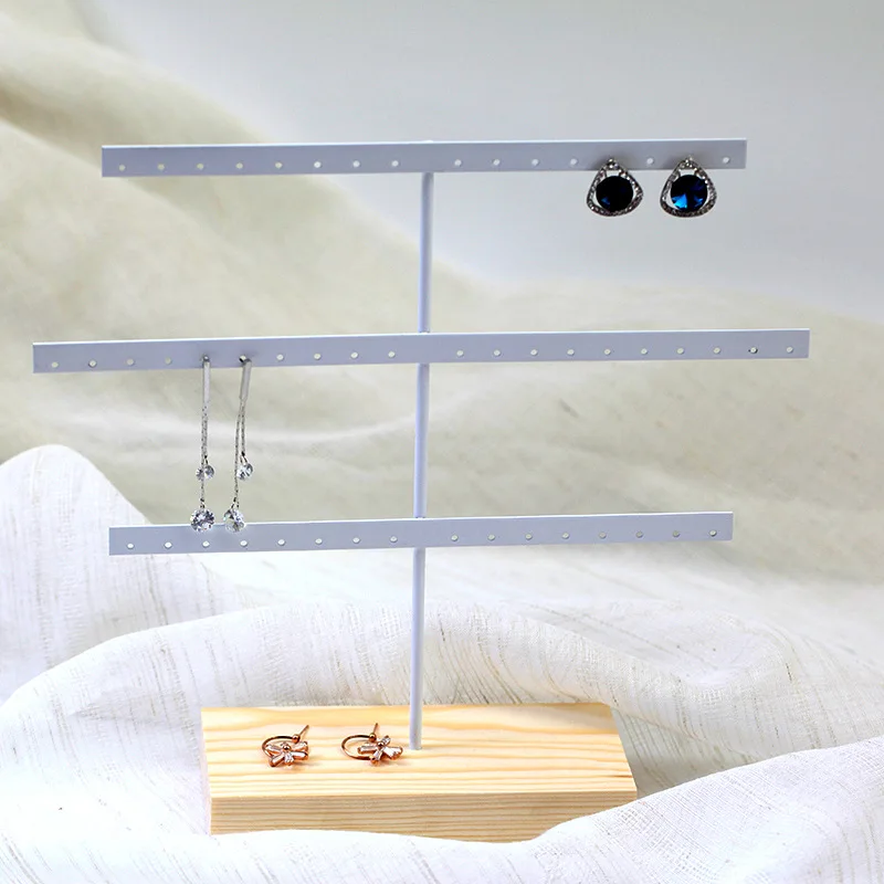 Fashion Metal Earring Display Stand Jewelry Storage White Black Necklace Jewelry Organizer Holder Store Home Decor Woman Gifts