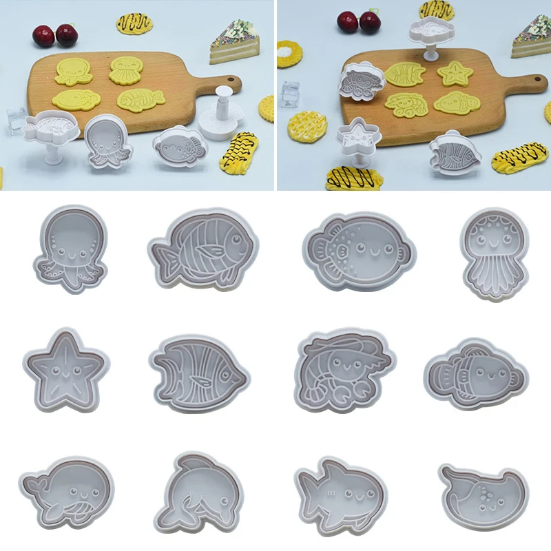 

Cookie Fondant Cutters Fondant Baking Utensils Cake Mold Embossing Mold Printing Set 3D DIY Classic Plastic Kitchen Tools
