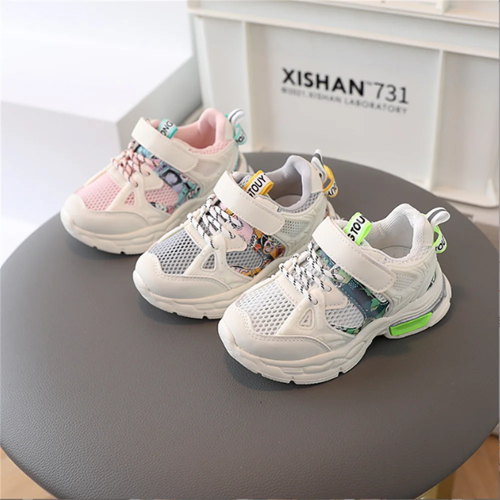 

Size 22-31 Baby Boys Casual Shoes Breathable Mesh Sport Sneakers For Children Girl Soft Bottom Sport Shoes For Kids Summer