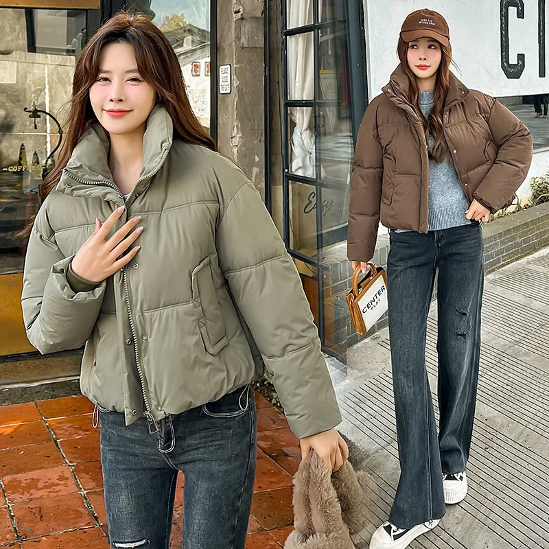 Новая зимняя куртка женские короткие парки модное пальто с воротником-стойкой