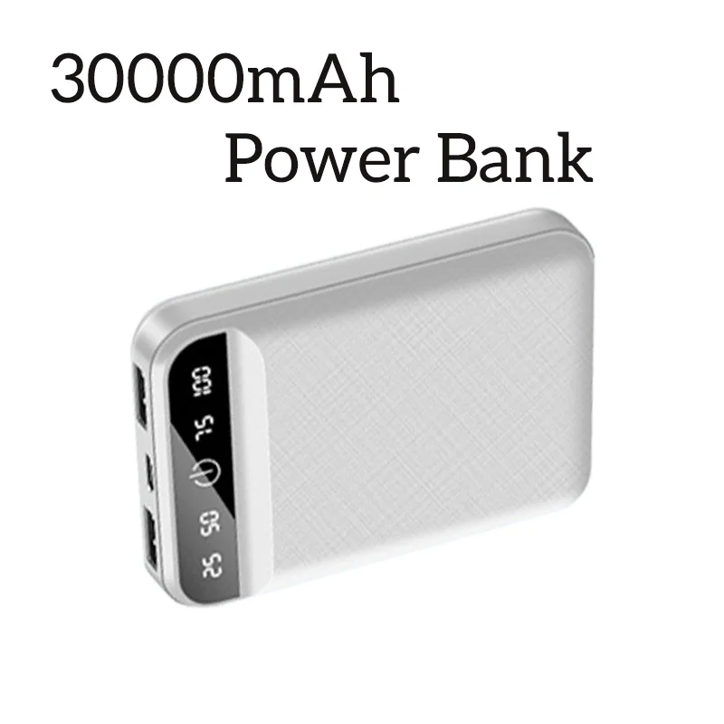 

Mini 30000mAh Power Bank Portable Spare battery Fast Charging 2USB Output Digital Display External Battery For iPhone One plus