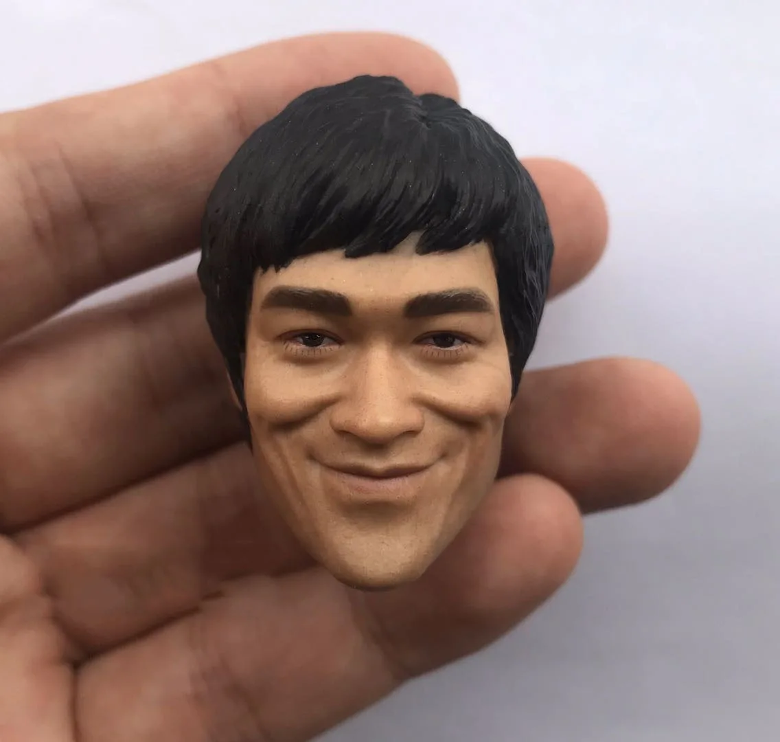 

1/6 Male Kung Fu Superstar Martial Arts Master Bruce Lee Head Carving Sculpture Model Accessories Fit 12 Inch Action Figures